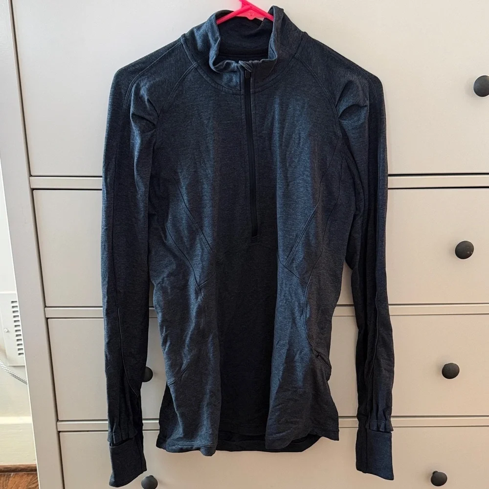 lululemon athletica Heathered Blue/Black Half-Zip Pullover